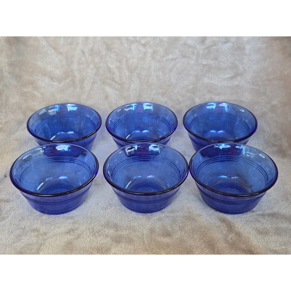 Pyrex Cobalt Blue Glass Custard Cups Ramekins 463 175ml Set of 6 Made in USA